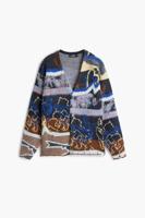 Geborduurde studio cardigan trui - BLUE - L