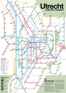 Wandkaart - Stadsplattegrond Utrecht Metrokaart - Metro Transit Map |