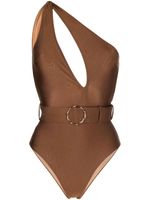 Noire Swimwear maillot de bain asymétrique à découpes - Marron