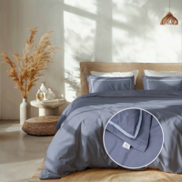 Dekbedovertrek Hotel Deluxe Blauw Effen 200x200 Cm Luna Bedding - Dekbed-Discounter.nl