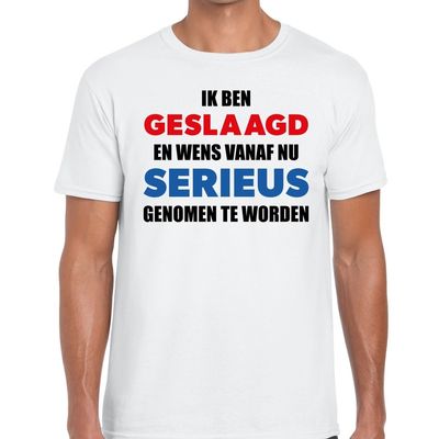 Ik ben geslaagd serieus t-shirt wit heren Ik ben geslaagd serieus t-shirt wit heren