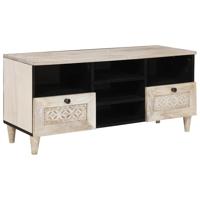 TV-kast met lade Wit 100 x 33 x 46 cm massief mangohout