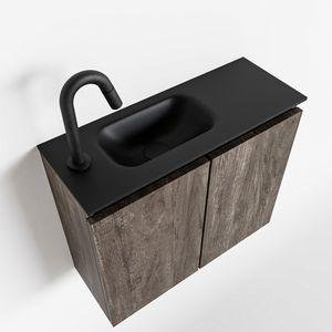 MONDIAZ TURE 60cm toiletmeubel dark brown. EDEN wastafel urban links 1 kraangat