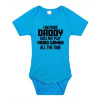 Proof daddy does not only play games cadeau baby rompertje blauw jongens 92 (18-24 maanden)  -