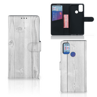 Alcatel 1S (2021) Book Style Case White Wood