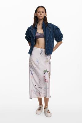 Lange rok met strepen - WHITE - S