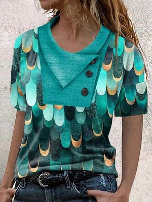 Geometric Casual Loose Short Sleeve Top Geometric Casual Loose Short Sleeve Top