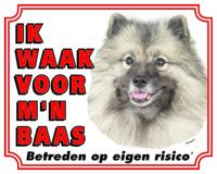 Keeshond Waakbord - Ik waak voor mijn Baas Grijs