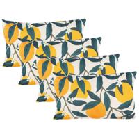 Buitenkussen citroenen - 4x - geel/groen - 30 x 50 cm - Water en UV bestendig - voor buiten