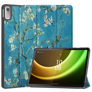 Basey Lenovo Tab P11 (2e Gen) Hoesje Kunstleer Hoes Case Cover -Bloesem