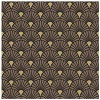 Tafel diner/lunch servetten - 20x - Art deco zwart/goud print - 33 x 33 cm