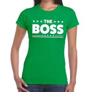 The Boss tekst t-shirt groen dames