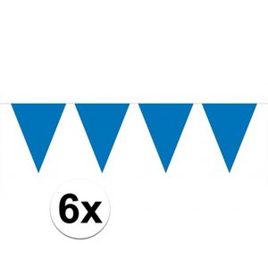 6x vlaggenlijn / slinger blauw 10 meter