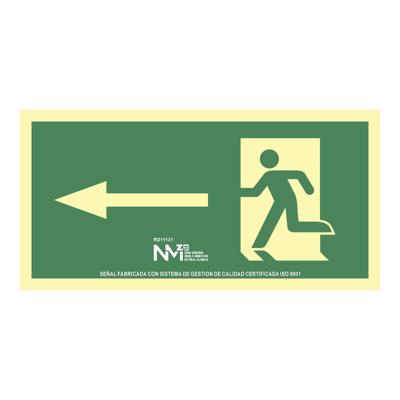 Bord Normaluz Evacuación flecha izquierda PVC 32 x 16 cm