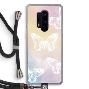White butterfly: OnePlus 8 Pro Transparant Hoesje met koord
