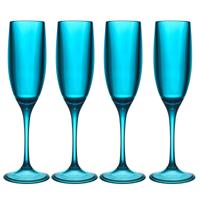 Home Deco Factory Champagneglas - 4x - 13 cl - blauw - kunststof - vaatwasserbestendig