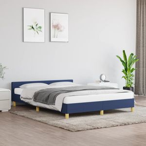 Bedframe met hoofdeinde stof blauw 140x190 cm