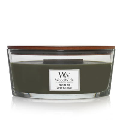 WoodWick Geurkaars Ellipse Frasier Fir - 9 cm / 19 cm - Geurkaars in Glas - Houten Lont