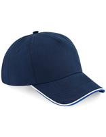 Beechfield CB25c Authentic 5 Panel Cap - Piped Peak - French Navy/Bright Royal/White - One Size