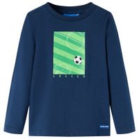 Kindershirt met lange mouwen voetbalveldprint 104 marineblauw