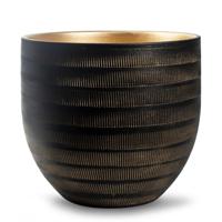 Plantenpot/bloempot Beau - zwart/goud - keramiek - D29 x H26 cm