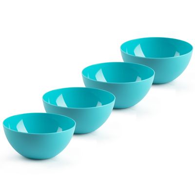 Kommetjes/schaaltjes - 4x stuks - dessert/ontbijt - kunststof - D17 x H8 cm - blauw