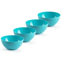 Kommetjes/schaaltjes - 4x stuks - dessert/ontbijt - kunststof - D17 x H8 cm - blauw