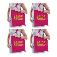 4x Vrijgezellen Bride To Be tasje roze goud dikke letters dames - Feest Boodschappentassen