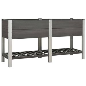 vidaXL Plantenbak verhoogd met schap 175x50x90 cm HKC grijs