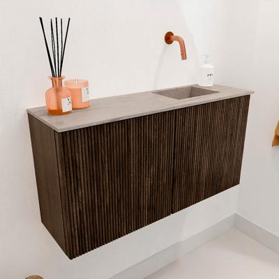Toiletmeubel Mondiaz Joya Dlux | 80 cm | Meubelkleur Walnut | Faye wastafel Saba Wasbak Rechts | Zonder kraangat(en)