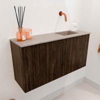 Toiletmeubel Mondiaz Joya Dlux | 80 cm | Meubelkleur Walnut | Faye wastafel Saba Wasbak Rechts | Zonder kraangat(en)