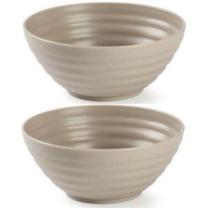 Set van 8x kommetjes/schaaltjes - Dessert/ontbijt - Kunststof - D14 cm - Taupe