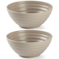 Set van 8x kommetjes/schaaltjes - Dessert/ontbijt - Kunststof - D14 cm - Taupe