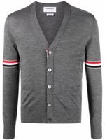 Thom Browne cardigan à bandes tricolores - Gris