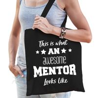 Cadeau tas voor mentor - katoen - 42 x 38 cm - zwart - This is what an awesome mentor looks like - thumbnail