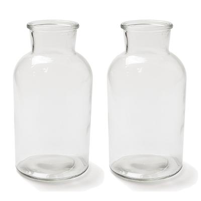 Transparante melkbus vaas/vazen van glas 10 x 20 cm
