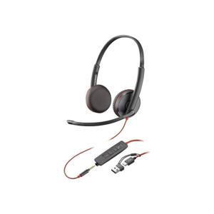 HP Poly Blackwire C3225 Over Ear headset Computer Kabel Stereo Zwart Headset, Volumeregeling, Microfoon uitschakelbaar (mute)