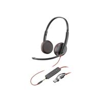 HP Poly Blackwire C3225 Over Ear headset Computer Kabel Stereo Zwart Headset, Volumeregeling, Microfoon uitschakelbaar (mute)