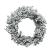 Decoris Kerstkrans - groen/wit - met nepsneeuw - 50 cm - thumbnail