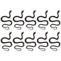 Nep slangen - 10x stuks - zwart - 35 cm - halloween/horror