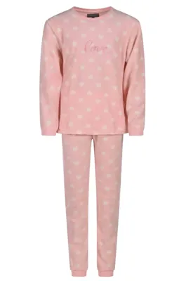 Cocodream fleece pyjama kind meisjes - Love - Warme pyjama maat 128 - Fleece pyjama kind