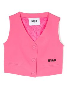 MSGM Kids veston à logo brodé - Rose