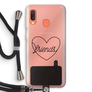 Friends heart black: Samsung Galaxy A20e Transparant Hoesje met koord