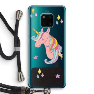 Roze eenhoorn: Huawei Mate 20 Pro Transparant Hoesje met koord