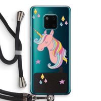 Roze eenhoorn: Huawei Mate 20 Pro Transparant Hoesje met koord