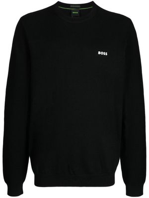 BOSS pull nervuré à logo imprimé - Noir