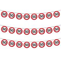 Slinger - 3x - 50 jaar - stopborden - 10 meter - papier - 50e verjaardag versiering - Abraham - Sara