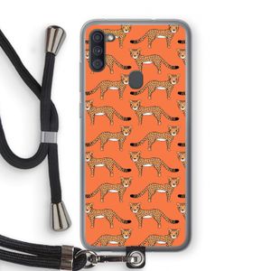 Cheetah: Samsung Galaxy A11 Transparant Hoesje met koord