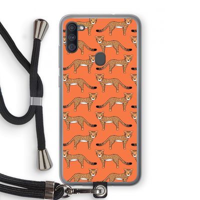 Cheetah: Samsung Galaxy A11 Transparant Hoesje met koord