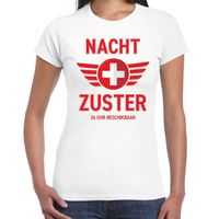 Verpleegster verkleed shirt Nacht zuster 24 uur beschikbaar carnaval wit voor dames 2XL  - - thumbnail